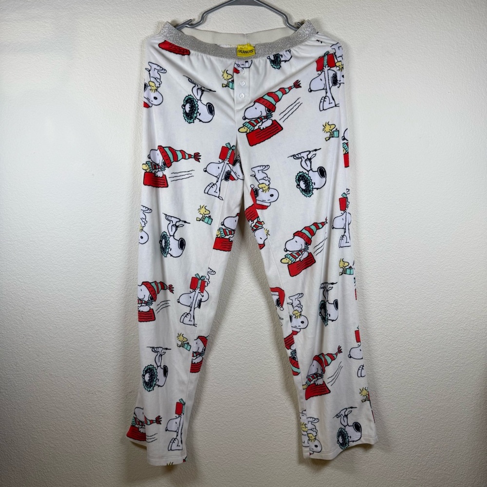Peanuts teen girls Pajama Bottoms - White with Red and Black Snoopy Print